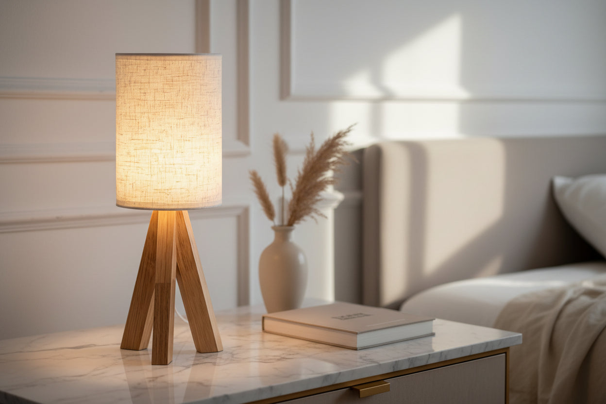 Lampe de Table Design en Bois – Lumière d’Ambiance Élégante
