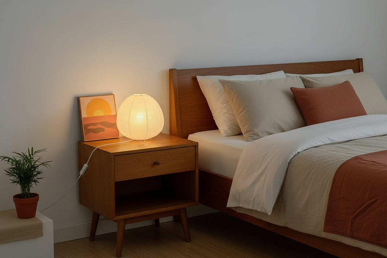 Lampe de chevet Élégante en Papier de Riz – Lumière Douce & Ambiance Intemporelle
