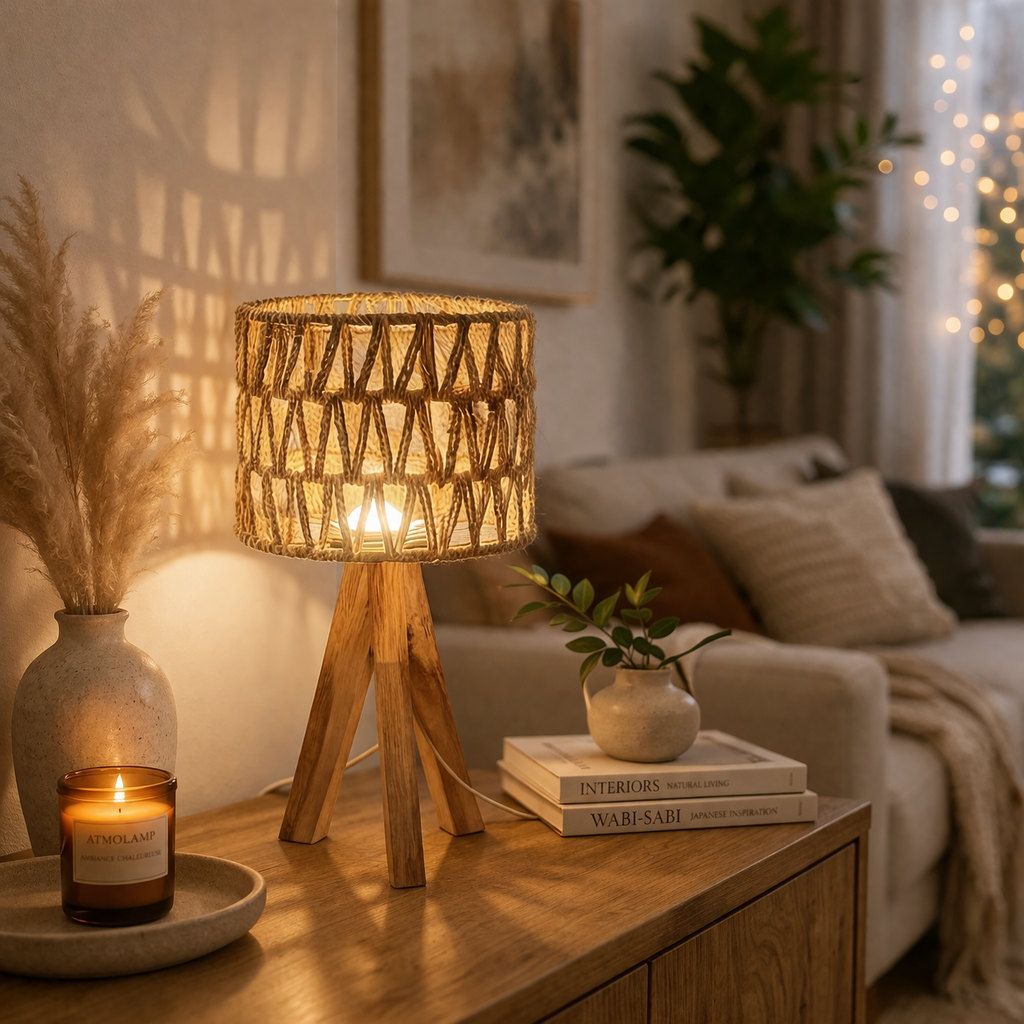 Lampe de Bureau sur pied en Bois Japonaise