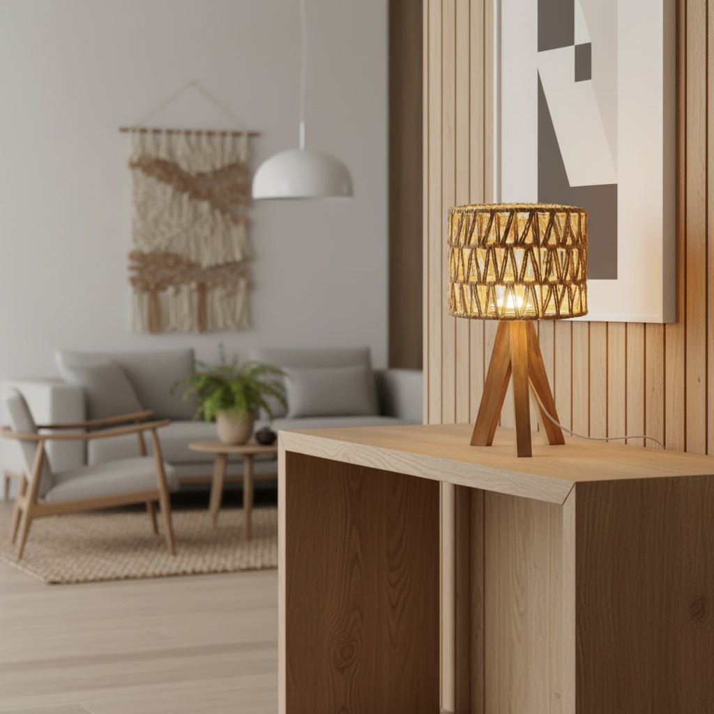 Lampe de Bureau sur pied en Bois Japonaise