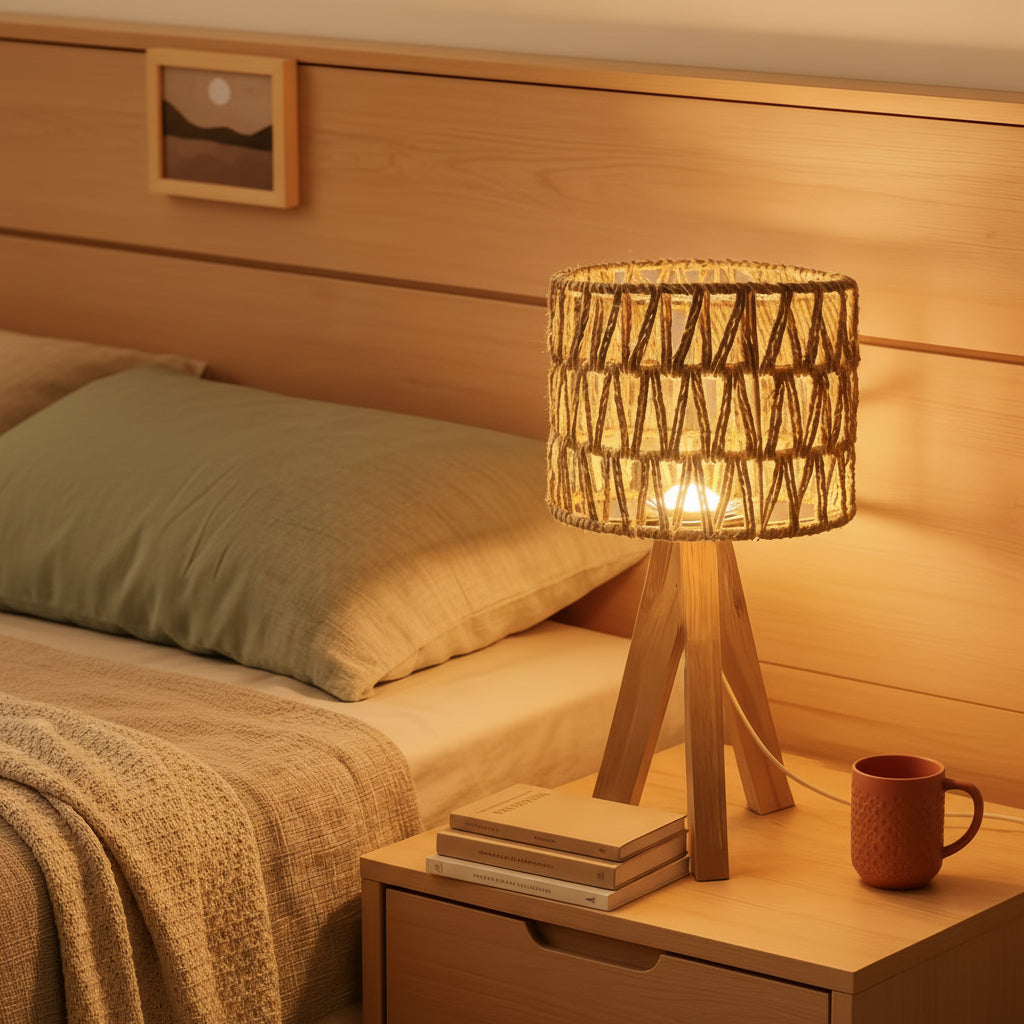Lampe de Bureau sur pied en Bois Japonaise